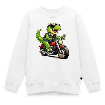 Biker-Dinosaurier  - Kinder Premium Organic Sweatshirt - Weiß - Vorne - AI Model Kid Male (0cm)