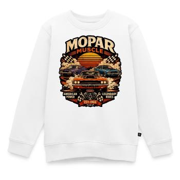 Mopar Muscle Retro Sonnenuntergang Power US Car  - Kinder Premium Organic Sweatshirt - Weiß - Vorne - AI Model Kid Male (0cm)