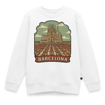 Barcelona Sagrada Familia Retro Reiseabzeichen - Kinder Premium Organic Sweatshirt - Weiß - Vorne - AI Model Kid Male (0cm)