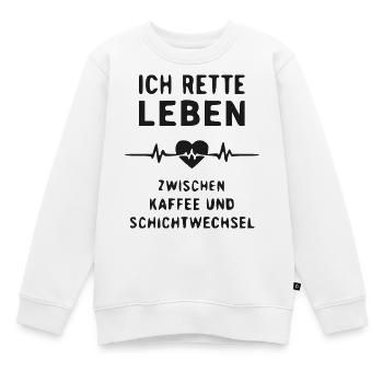 Ich rette Leben: Kaffee & Schichtwechsel - Kinder Premium Organic Sweatshirt - Weiß - Vorne - AI Model Kid Male (0cm)