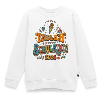 Endlich Schulkind 2026 - Retro Design - Kinder Premium Organic Sweatshirt - Weiß - Vorne - AI Model Kid Male (0cm)
