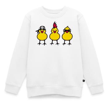 three chicks (b) - Sweat Premium enfant bio - blanc - Devant - AI Model Kid Male (0cm)