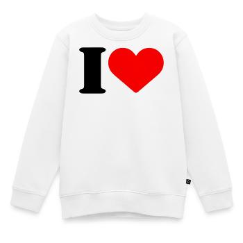 I LOVE - Kinder Premium Organic Sweatshirt - Weiß - Vorne - AI Model Kid Male (0cm)
