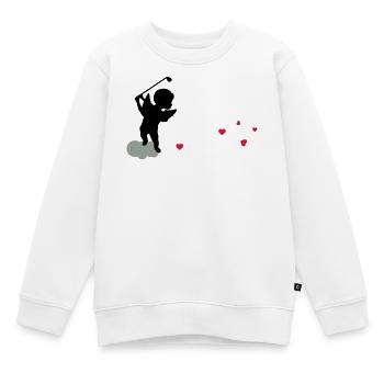 Amor with golf Club - Kids Premium Organic Sweatshirt - white - Front - AI Model Kid Male (0cm)