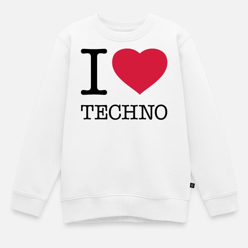 J’ADORE LA TECHNO - Sweat Premium enfant bio - blanc