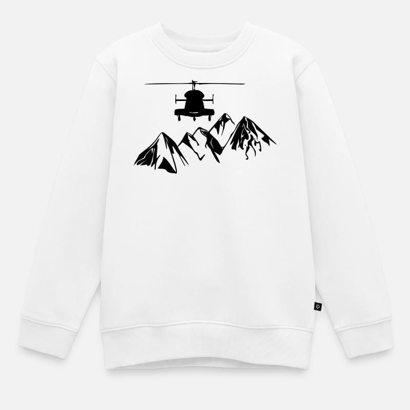 Hélicoptère avec des montagnes - Sweat Premium enfant bio - blanc