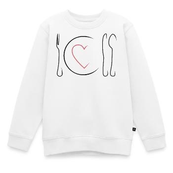 essen - Kinder Premium Organic Sweatshirt - Weiß - Vorne - AI Model Kid Male (0cm)