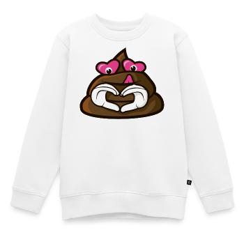 Lächelnder Scheißhaufen mit Herzaugen - Liebe - Kinder Premium Organic Sweatshirt - Weiß - Vorne - AI Model Kid Male (0cm)