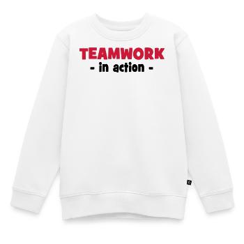 Teamwork in Action - Kinder Premium Organic Sweatshirt - Weiß - Vorne - AI Model Kid Male (0cm)