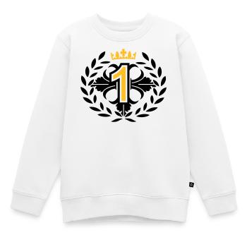 Le numéro un avec une couronne de laurier et la - Sweat Premium enfant bio - blanc - Devant - AI Model Kid Male (0cm)