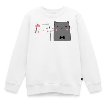 Chats Couple Couple Couple Mariage Couple Mariage - Sweat Premium enfant bio - blanc - Devant - AI Model Kid Male (0cm)