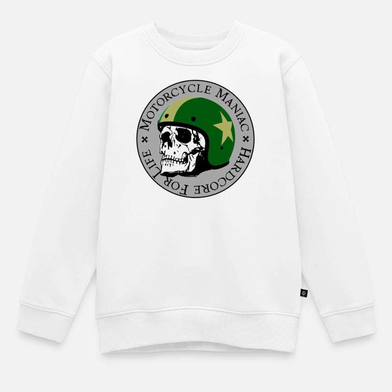Moto Maniac - Sweat Premium enfant bio - blanc