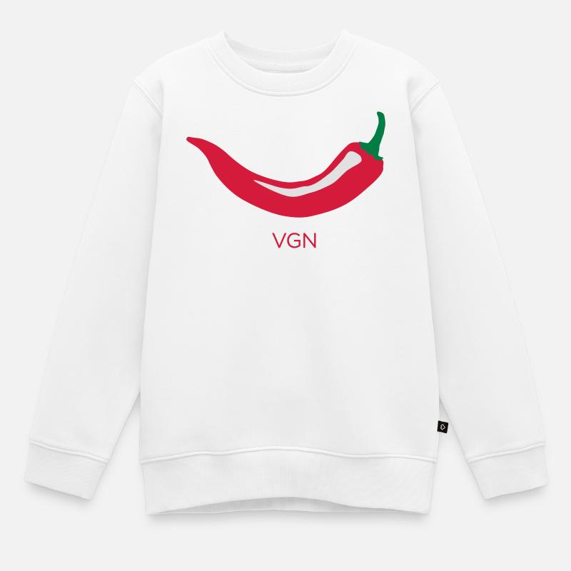 piment rouge - végétalien (VGN) - Sweat Premium enfant bio - blanc