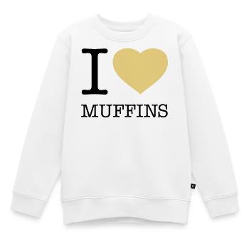J’ADORE LES MUFFINS - Sweat Premium enfant bio - blanc - Devant - AI Model Kid Male (0cm)