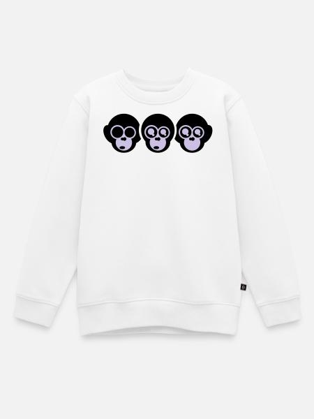 trois singes - Sweat Premium enfant bio - blanc