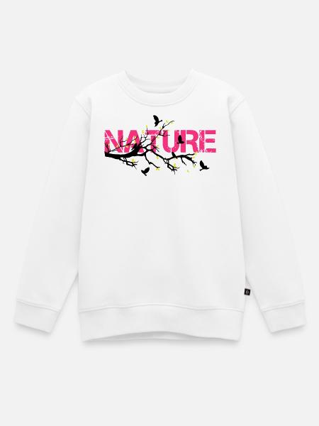 Nature en Rose Éclatante - Sweat Premium enfant bio - blanc