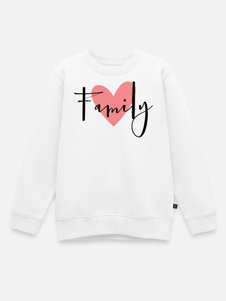 Famille coeur idée cadeau parents enfant amour - Sweat Premium enfant bio - blanc