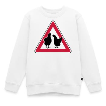 Hühnerabend Huhn Achtung freilaufende Hennen - Kinder Premium Organic Sweatshirt - Weiß - Vorne - AI Model Kid Male (0cm)