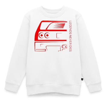 Legends Never Die – Retro Car Outline - Kinder Premium Organic Sweatshirt - Weiß - Vorne - AI Model Kid Male (0cm)