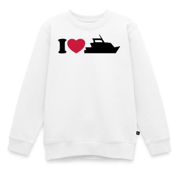 I love my yacht - Ich liebe meine Yacht - Kinder Premium Organic Sweatshirt - Weiß - Vorne - AI Model Kid Male (0cm)
