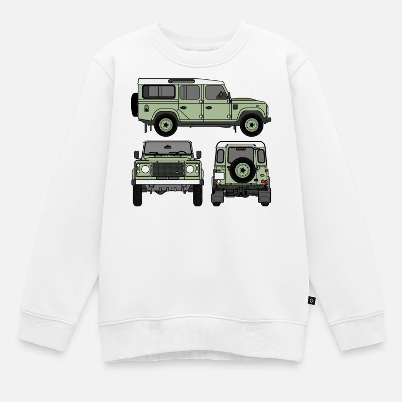 Defender 110 - Côtés - Sweat Premium enfant bio - blanc