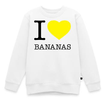 J’AIME LES BANANES Banane - Sweat Premium enfant bio - blanc - Devant - AI Model Kid Male (0cm)