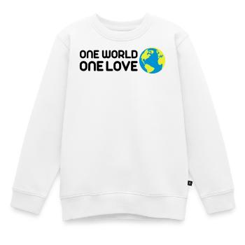 One World One Love - Kids Premium Organic Sweatshirt - white - Front - AI Model Kid Male (0cm)