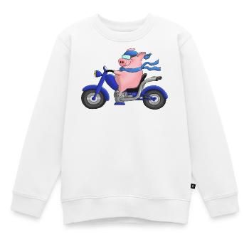Lustiger Motorradfahrer auf Chopper - Kinder Premium Organic Sweatshirt - Weiß - Vorne - AI Model Kid Male (0cm)