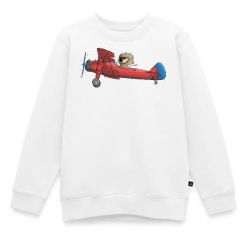 Lion mignon dans l'avion - Sweat Premium enfant bio - blanc - Devant - AI Model Kid Male (0cm)