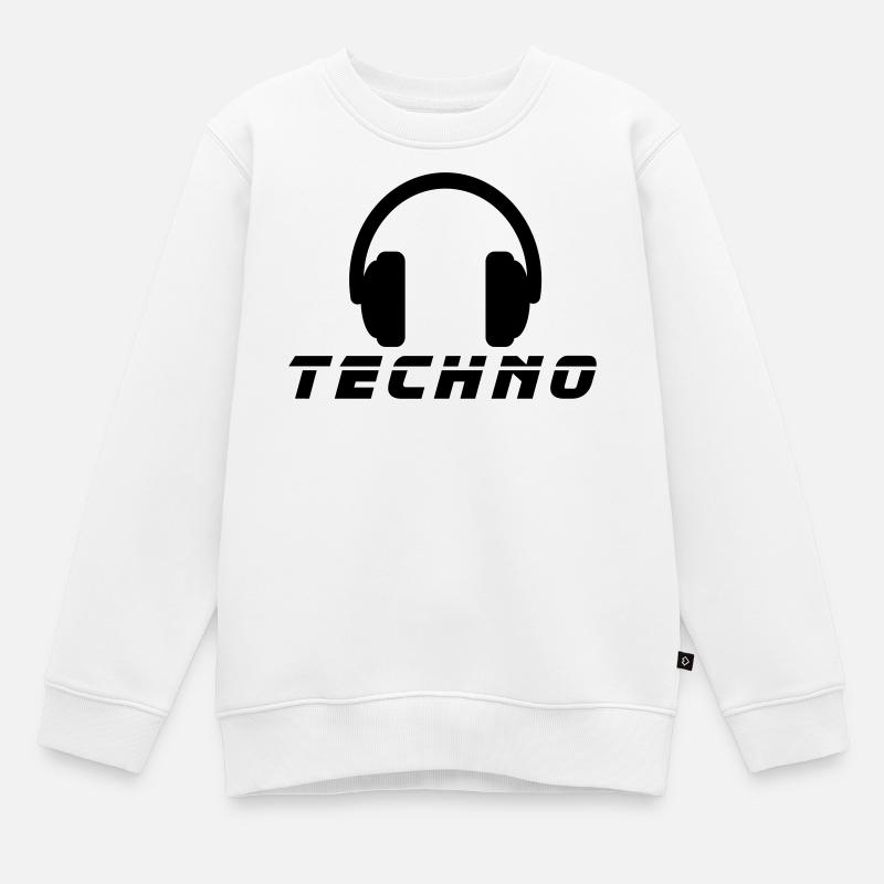 Techno Music - Kinder Premium Organic Sweatshirt - Weiß