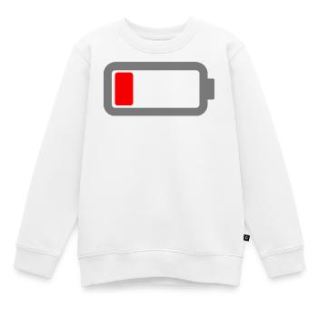 battery empty - Kids Premium Organic Sweatshirt - white - Front - AI Model Kid Male (0cm)