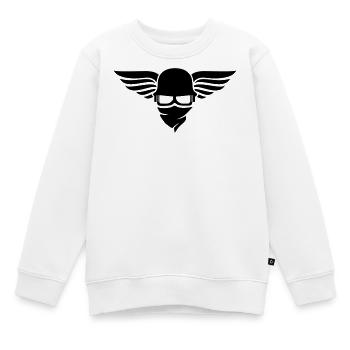 Casque de moto avec aile, casque de motard et lunettes de motard - Sweat Premium enfant bio - blanc - Devant - AI Model Kid Male (0cm)