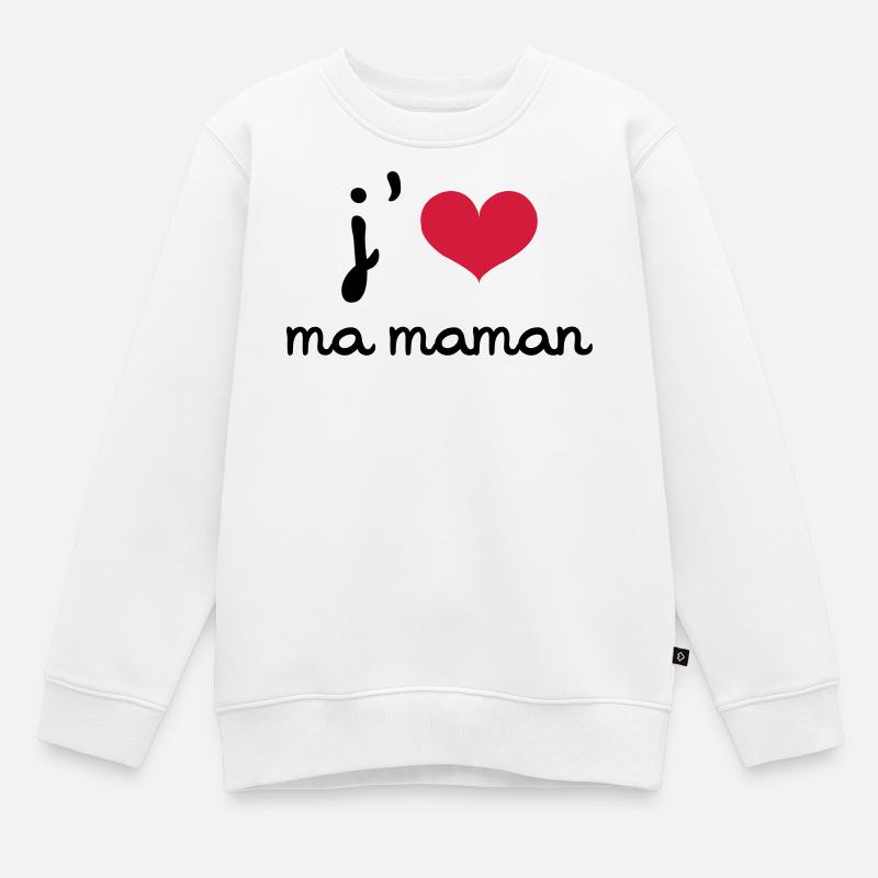 J'aime ma Maman - Sweat Premium enfant bio - blanc
