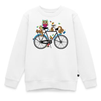 Animaux de la forêt sur un vélo - Sweat Premium enfant bio - blanc - Devant - AI Model Kid Male (0cm)