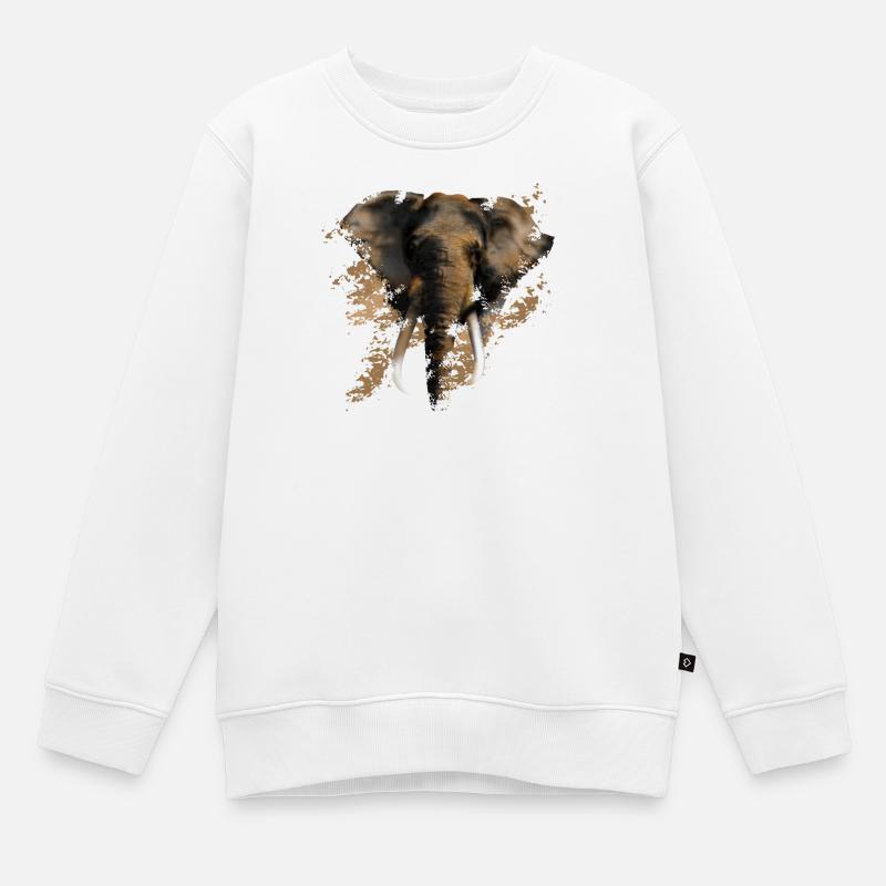 Elefant - Kinder Premium Organic Sweatshirt - Weiß