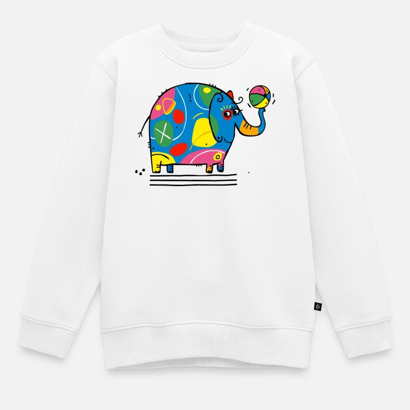 Der bunter Elefant - Kinder Premium Organic Sweatshirt - Weiß