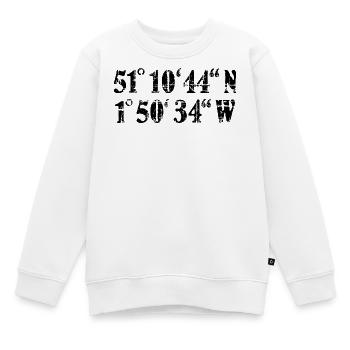 Stonehenge Koordinaten (Vintage/Schwarz) - Kinder Premium Organic Sweatshirt - Weiß - Vorne - AI Model Kid Male (0cm)