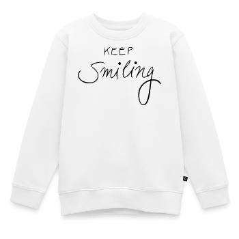 keep smiling - Kinder Premium Organic Sweatshirt - Weiß - Vorne - AI Model Kid Male (0cm)
