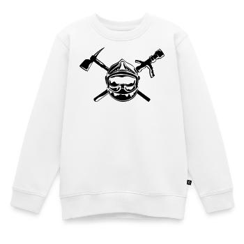casque_pompier_hache et lance - Sweat Premium enfant bio - blanc - Devant - AI Model Kid Male (0cm)