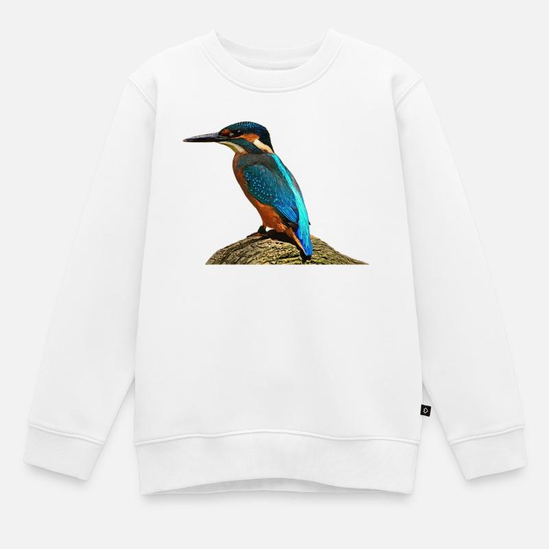 coole vögel, fischendes Eisvogel männchen - Kinder Premium Organic Sweatshirt - Weiß