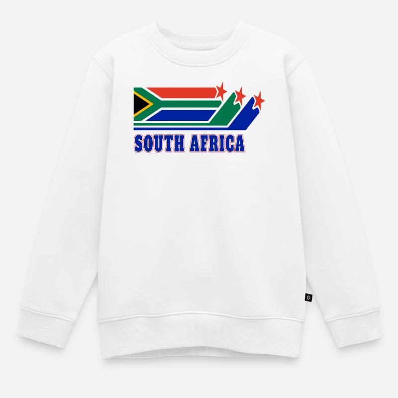 Drapeaux d'Afrique du Sud - Sweat Premium enfant bio - blanc