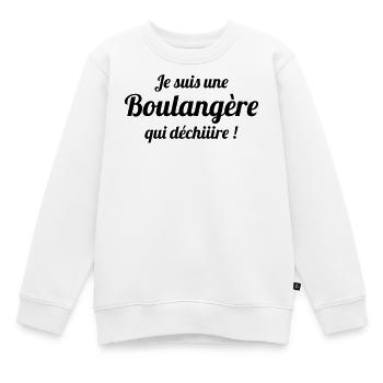 Boulanger / Boulangerie / Métier / Job - Sweat Premium enfant bio - blanc - Devant - AI Model Kid Male (0cm)