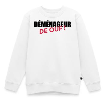 Déménageur / Déménagement / Déménager / Camion - Sweat Premium enfant bio - blanc - Devant - AI Model Kid Male (0cm)