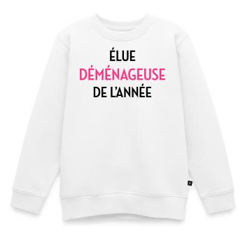 Déménageur / Déménagement / Déménager / Camion - Sweat Premium enfant bio - blanc - Devant - AI Model Kid Male (0cm)
