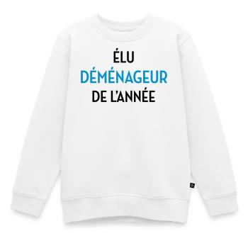 Déménageur / Déménagement / Déménager / Camion - Sweat Premium enfant bio - blanc - Devant - AI Model Kid Male (0cm)