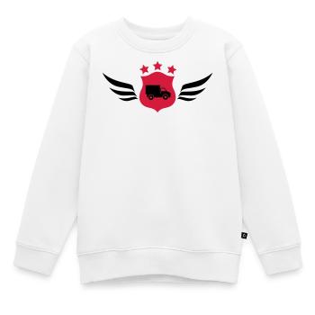 Déménageur / Déménagement / Déménager / Camion - Sweat Premium enfant bio - blanc - Devant - AI Model Kid Male (0cm)