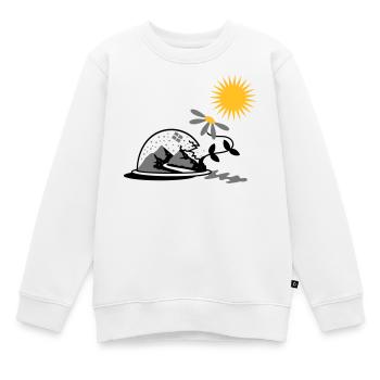 Boule à neige avec tournesol et soleil - Sweat Premium enfant bio - blanc - Devant - AI Model Kid Male (0cm)
