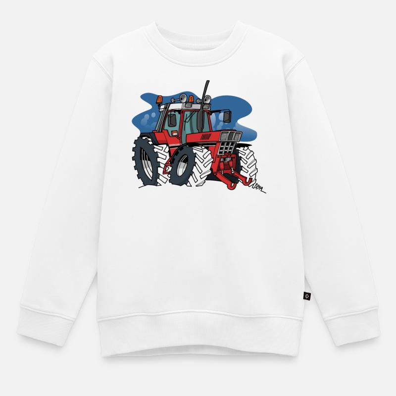 0871 IH tracteur - Sweat Premium enfant bio - blanc
