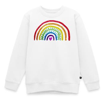 Rainbow Glitter - Kids Premium Organic Sweatshirt - white - Front - AI Model Kid Male (0cm)