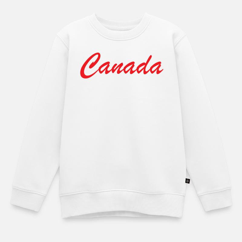Lettrage Canada Script Rouge - Sweat Premium enfant bio - blanc
